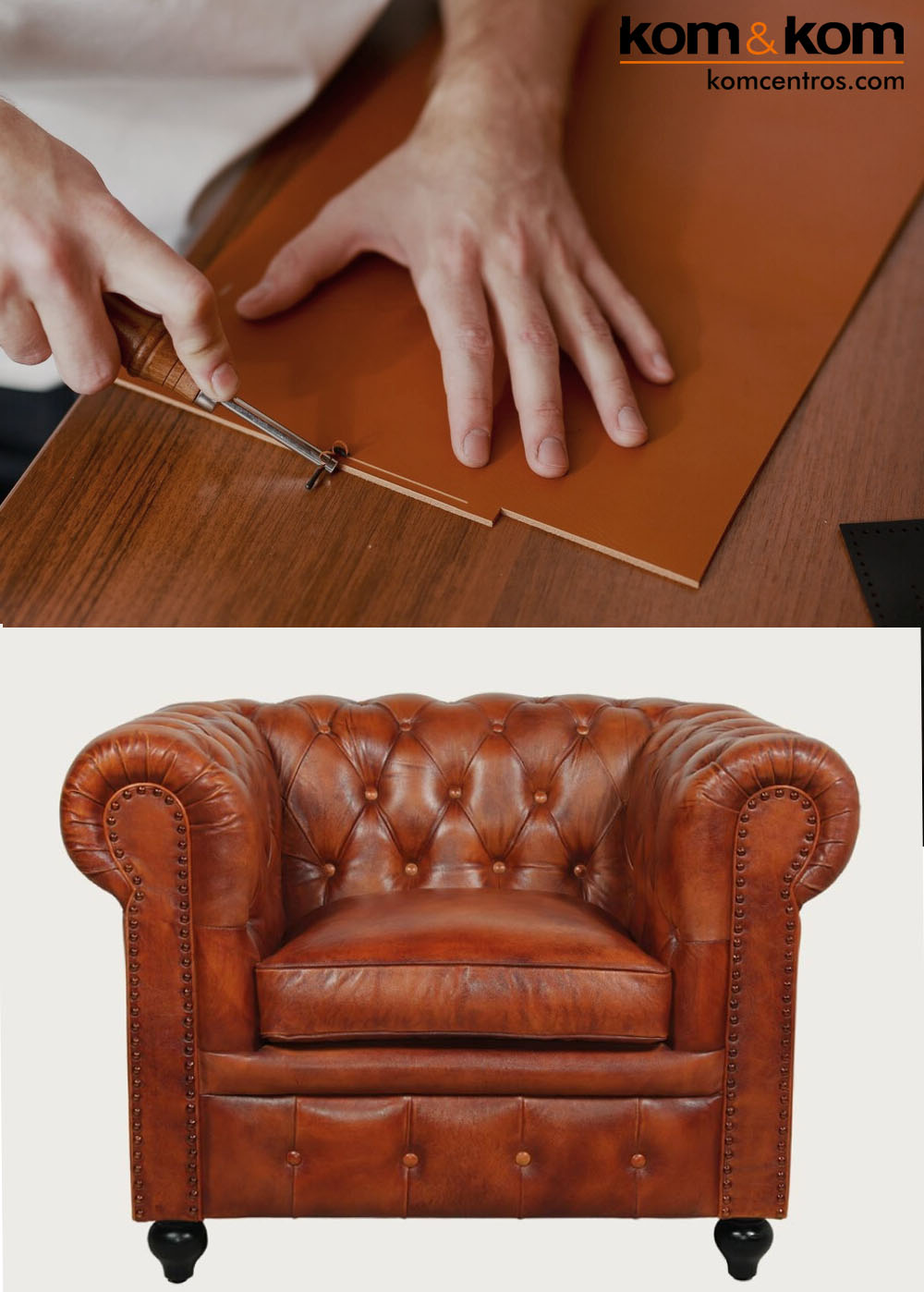 sofa chester de piel marr&oacute;n canela marr&oacute;n canela hecho a mano por encargo. Totalmente personalizado.
